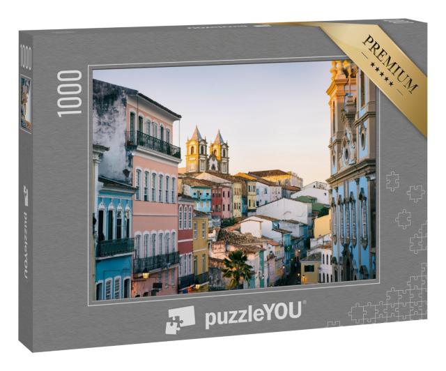 Puzzle 1000 Teile „Abenddämmerung über einem Platz in Pelourinho, in Salvador, Brasilien“