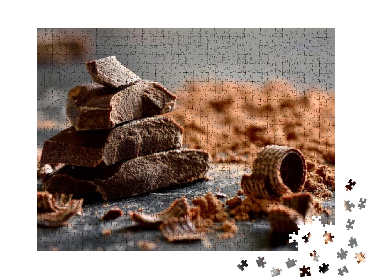 Puzzle 1000 Teile „Dunkle Schokolade in Stücken“