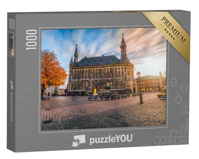 Puzzle 1000 Teile „Aachener Rathaus im Herbst, Deutschland“