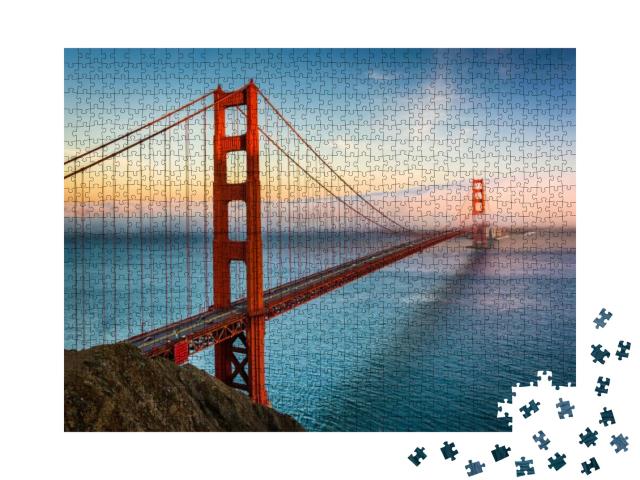 Puzzle 1000 Teile „Golden Gate Bridge bei Sonnenuntergang, San Francisco“