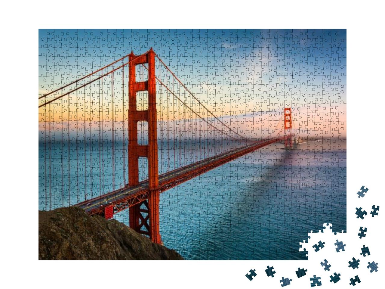 Puzzle 1000 Teile „Golden Gate Bridge bei Sonnenuntergang, San Francisco“