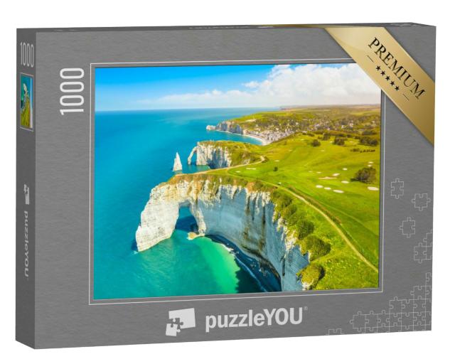 Puzzle 1000 Teile „Panoramalandschaft an den Klippen von Etretat, Normandie, Frankreich“
