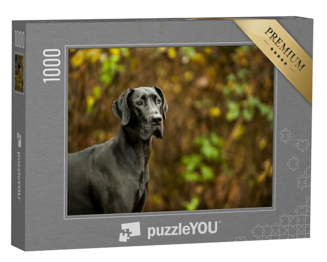 Puzzle 1000 Teile „Deutsche Dogge steht vor der Vegetation“