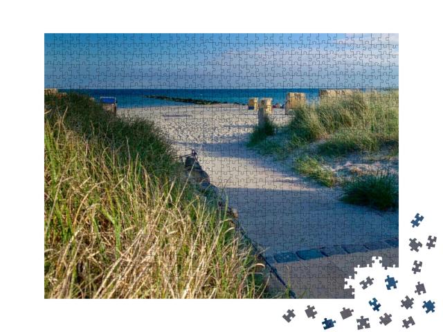 Puzzle 1000 Teile „Blick auf den Sandstrand der Insel Fehmarn an der Ostsee“