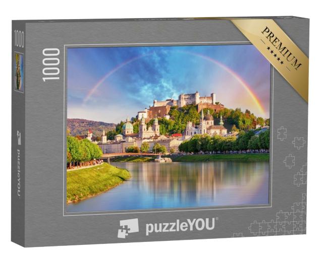 Puzzle 1000 Teile „Regenbogen über der Salzburger Burg, Österreich“