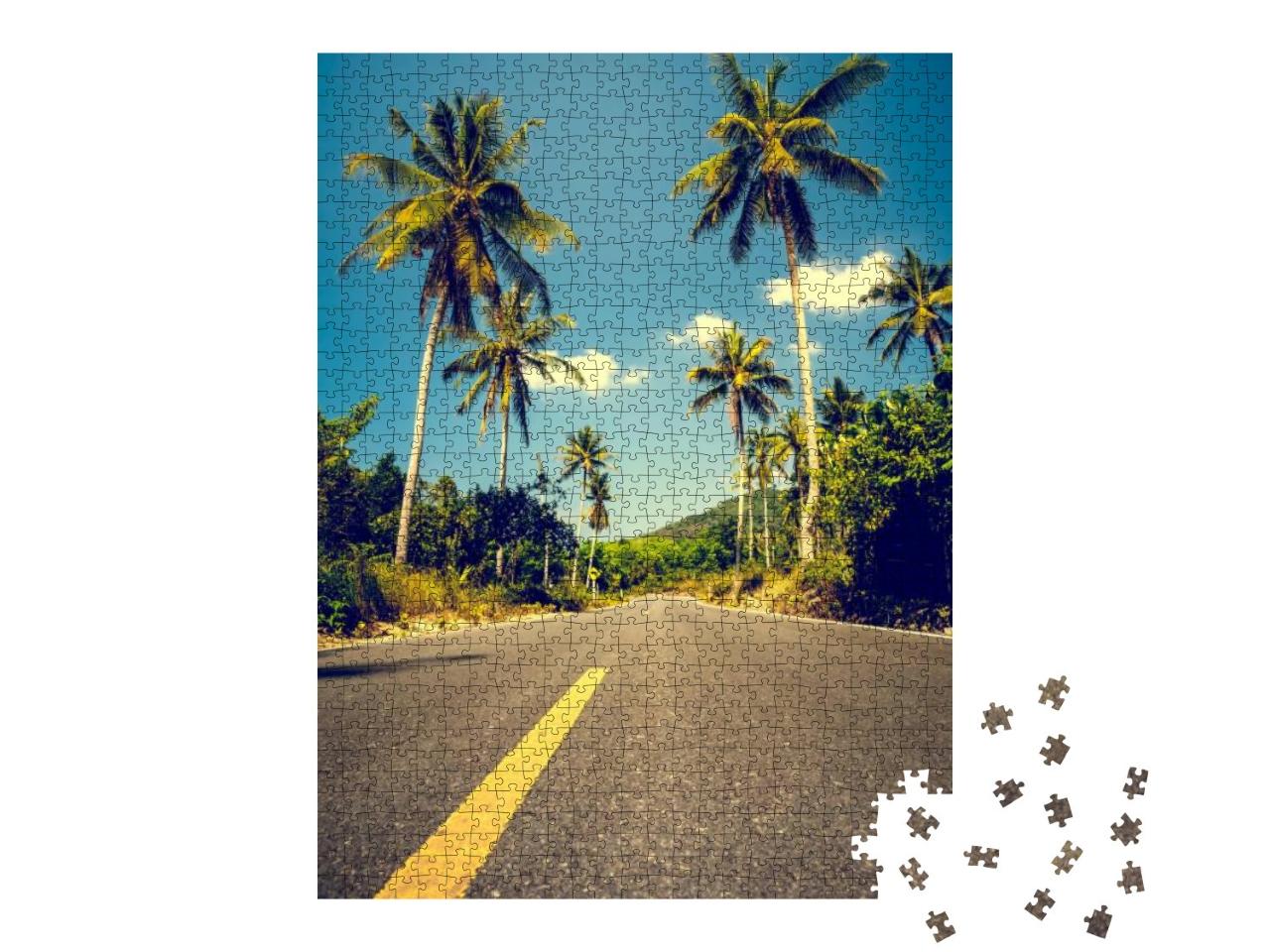 Puzzle 1000 Teile „Mit Palmen gesäumte Straße“