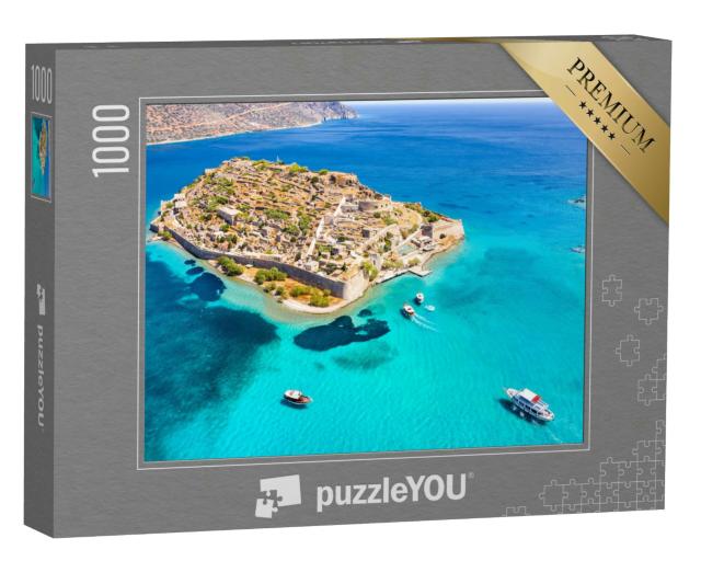 Puzzle 1000 Teile „Spinalonga mit ruhigem Meer, Golf von Elounda, Kreta, Griechenland“