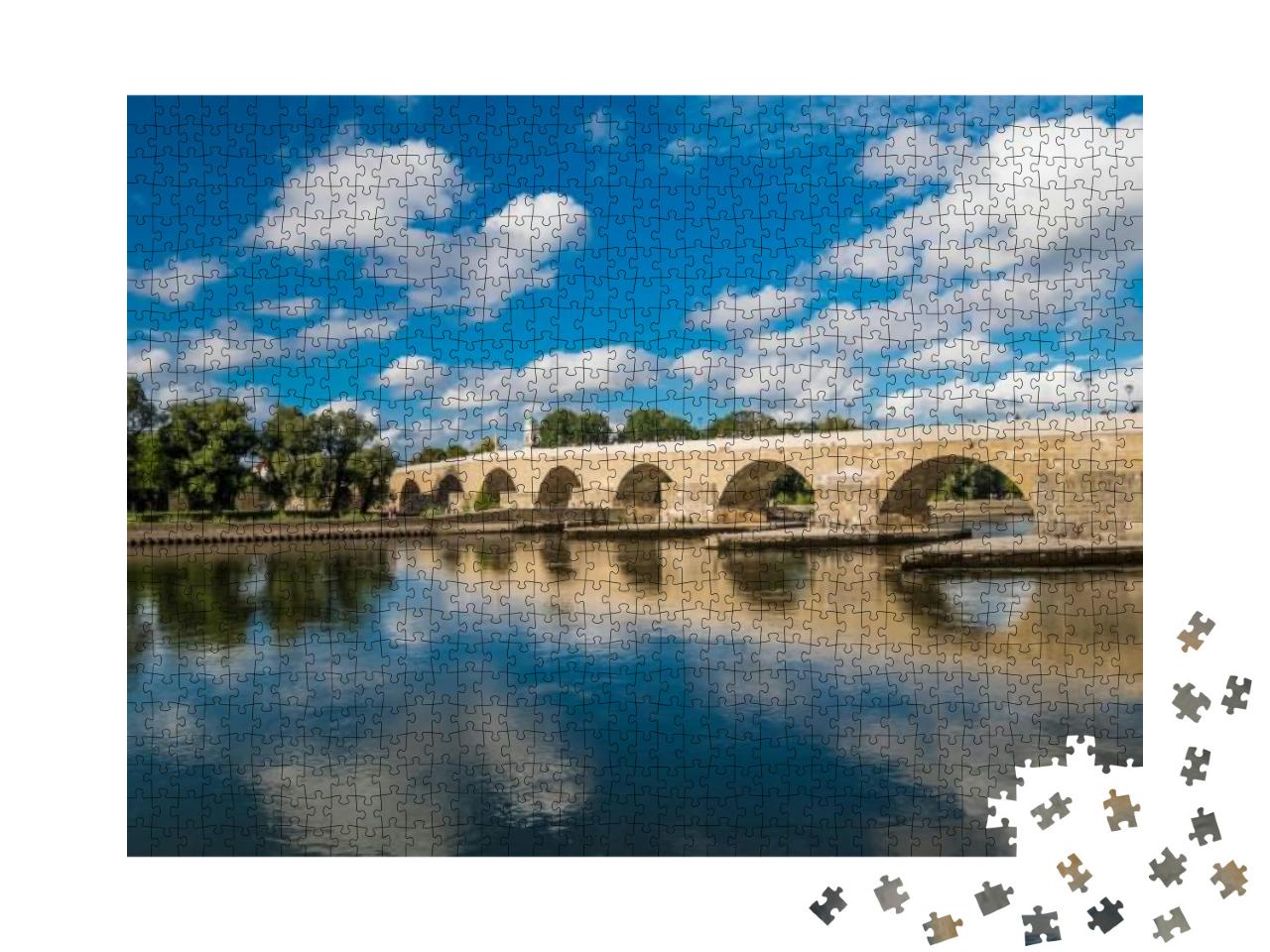 Puzzle 1000 Teile „Regensburg mit Donau und Steinbrücke “