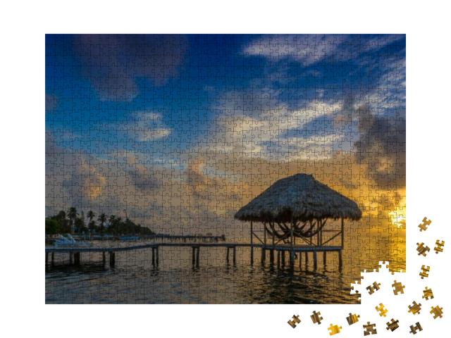 Puzzle 1000 Teile „Abend am Karibischen Meer vor Caye Caulker, Belize“