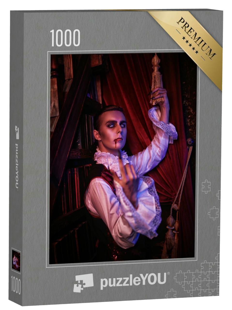 Puzzle 1000 Teile „Porträt eines Vampirs, der den Betrachter anlockt“