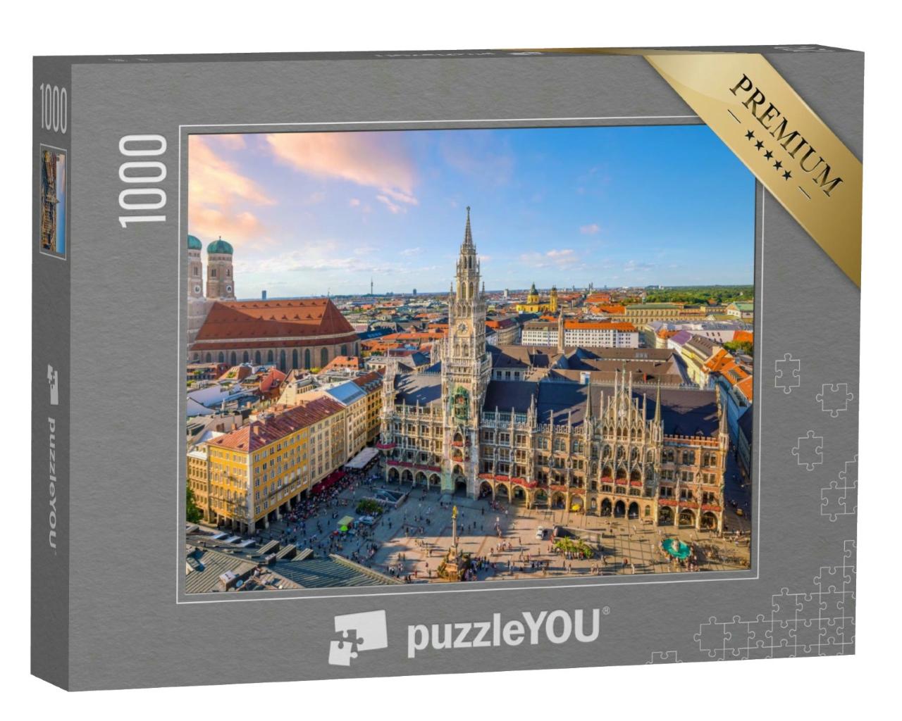 Puzzle 1000 Teile „München: Rathaus am Marienplatz“