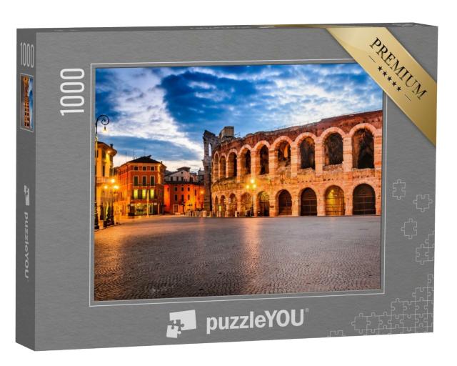 Puzzle 1000 Teile „Bezaubernder Sonnenuntergang über dem  Amphitheater in Verona, Italien“