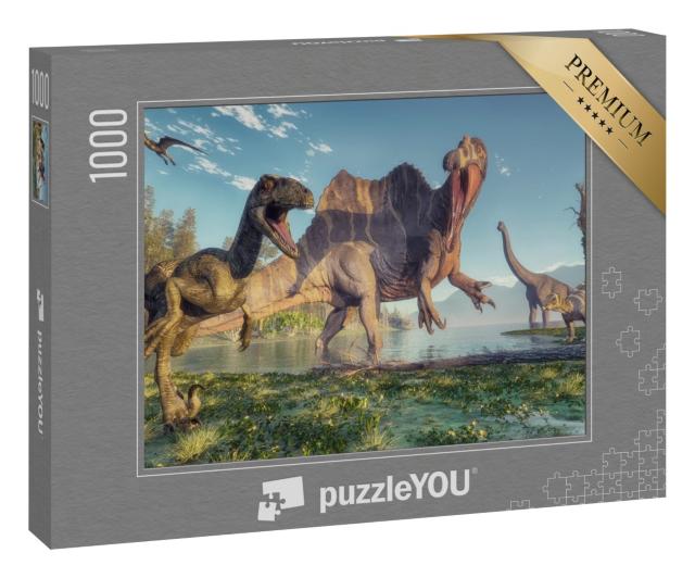 Puzzle 1000 Teile „Spinosaurus und Deinonychus“