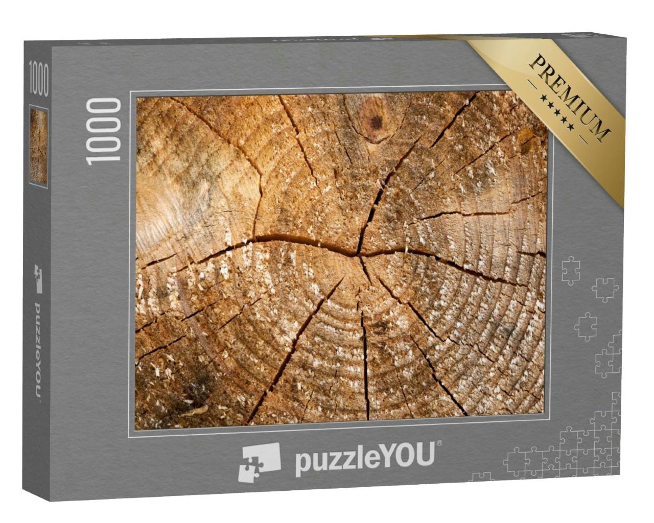 Puzzle 1000 Teile „Verwittertes Holz mit Jahresringen“