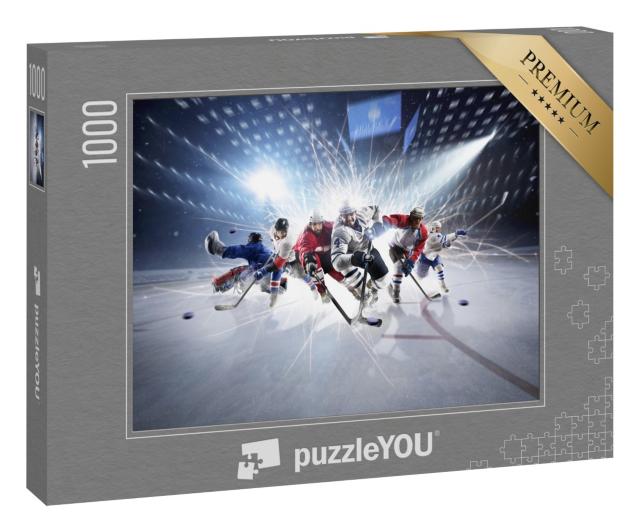 Puzzle 1000 Teile „Collage aus Eishockeyspielern in Aktion“