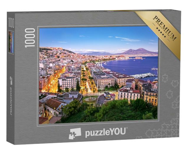 Puzzle 1000 Teile „Panoramablick auf Neapel bei Nacht, Kampanien, Italien“