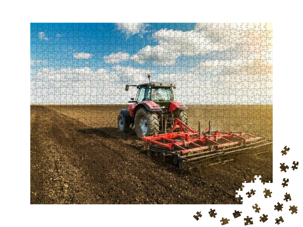 Puzzle 1000 Teile „Traktor bei der Vorbereitung des Bodens“