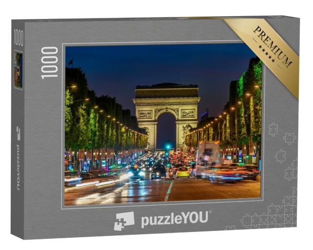 Puzzle 1000 Teile „Champs-Elysees und Arc de Triomphe bei Nacht, Paris, Frankreich“
