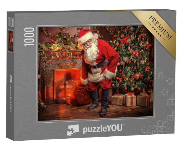 Puzzle 1000 Teile „Der Weihnachtsmann mit einem Sack voller Geschenke“