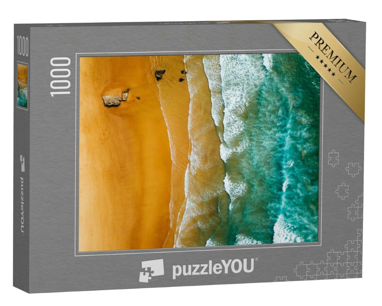 Puzzle 1000 Teile „Blick von oben: Sanfte Wellen am Strand“