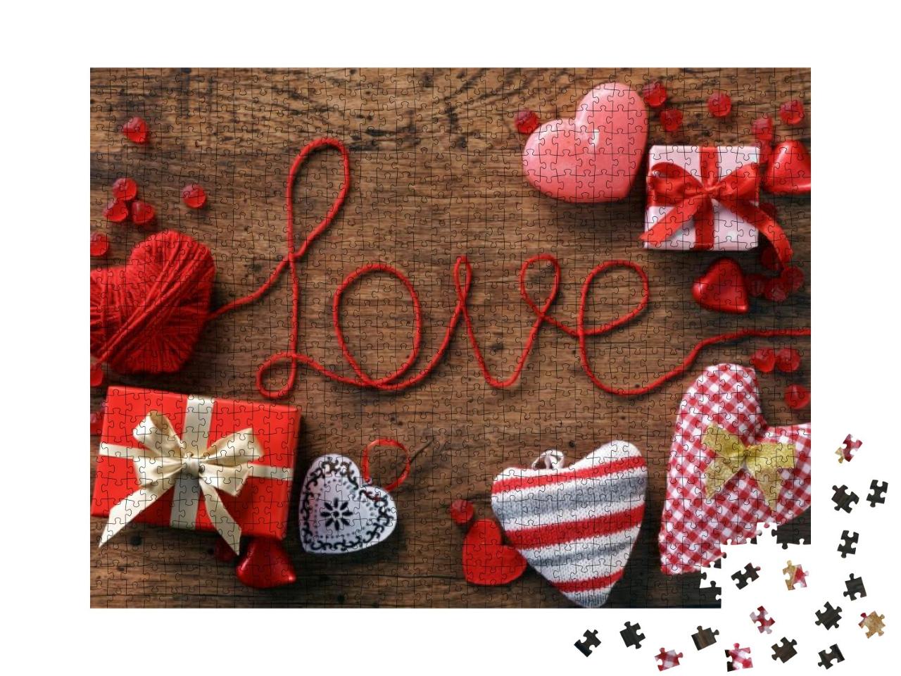 Puzzle 1000 Teile „Der Rote Faden der Liebe zum Valentinstag“