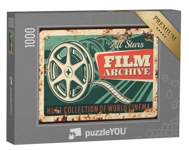 Puzzle 1000 Teile „Retro Design einer Filmspule, Kino“
