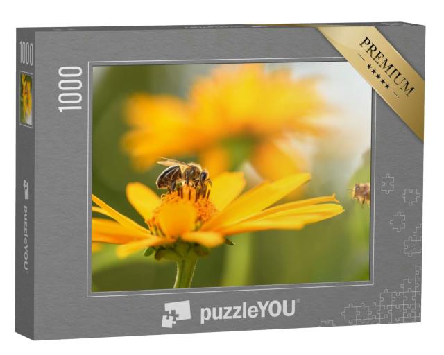 Puzzle 1000 Teile „Nahaufnahme einer Biene und Blume“