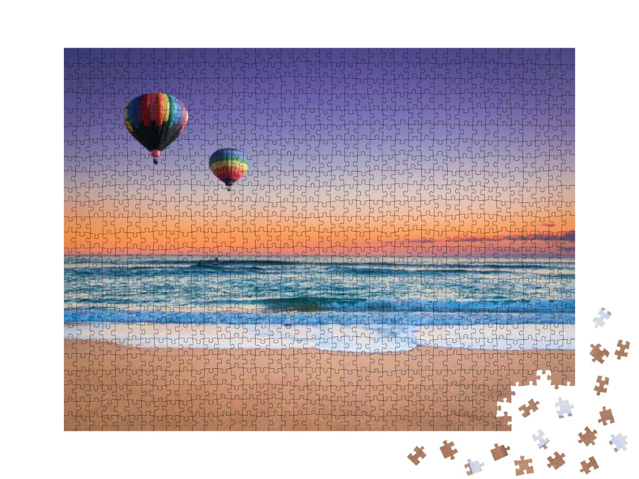 Puzzle 1000 Teile „Heißluftballon über dem Strand von New South Wales, Australien“