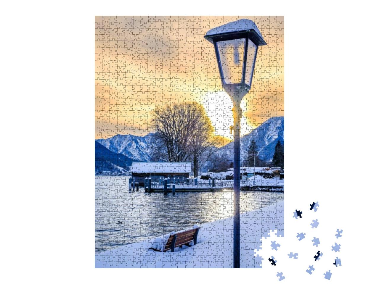 Puzzle 1000 Teile „Winterlandschaft am Tegernsee in Bayern“