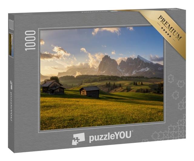 Puzzle 1000 Teile „Sommerstimmung auf der Seiser Alm, Südtirol, Italien“