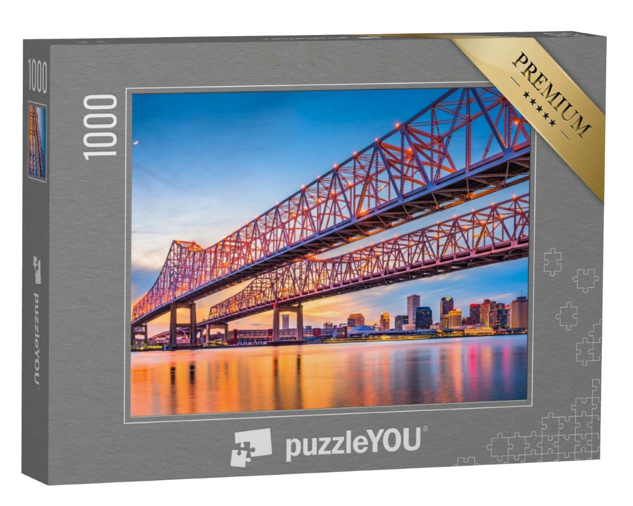Puzzle 1000 Teile „New Orleans, Louisiana, Crescent City Connection Bridge über den Mississippi“