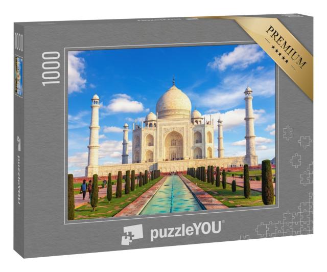 Puzzle 1000 Teile „Blick auf das Taj Mahal an einen sonnigen Tag, Indien“