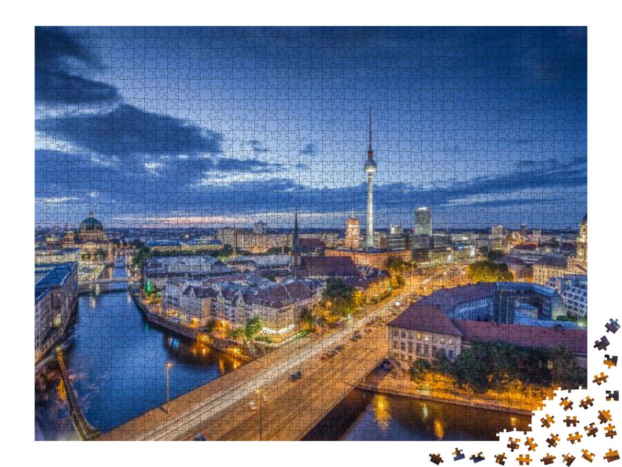 Puzzle 2000 Teile „Blick über Berlin am Abend“
