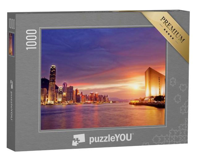 Puzzle 1000 Teile „Ruhige Atmosphäre über Hongkong im Sonnenuntergang“