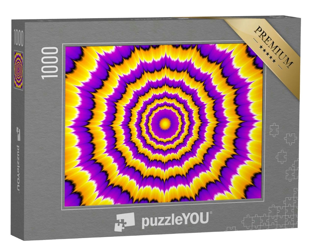 Puzzle 1000 Teile „Gelbe und violette Blumenblüte: optische Expansionstäuschung“