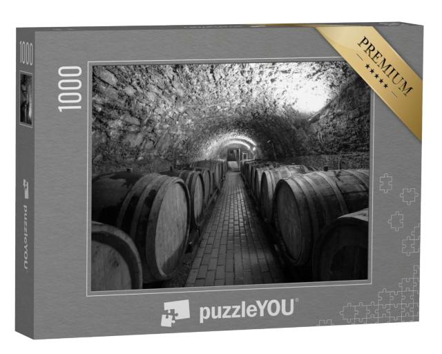 Puzzle 1000 Teile „Weinfässer in einem Weinkeller “