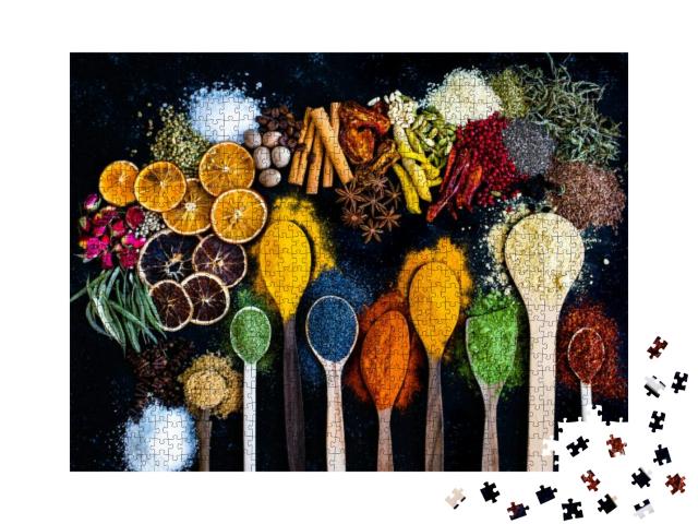 Puzzle 1000 Teile „Bunte Vielfalt von Gewürzen und getrockneten Früchten“