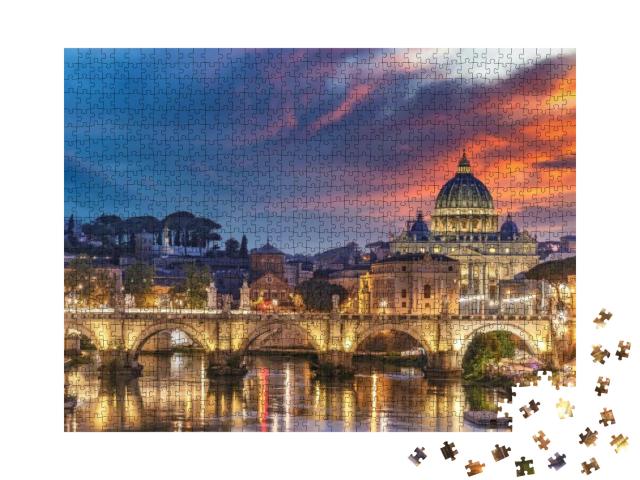 Puzzle 1000 Teile „Abendlich beleuchteter Vatikan in Rom“