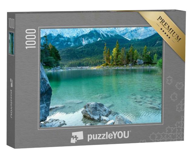 Puzzle 1000 Teile „Steiniger Blick auf den Eibsee, Garmisch-Partenkirchen“