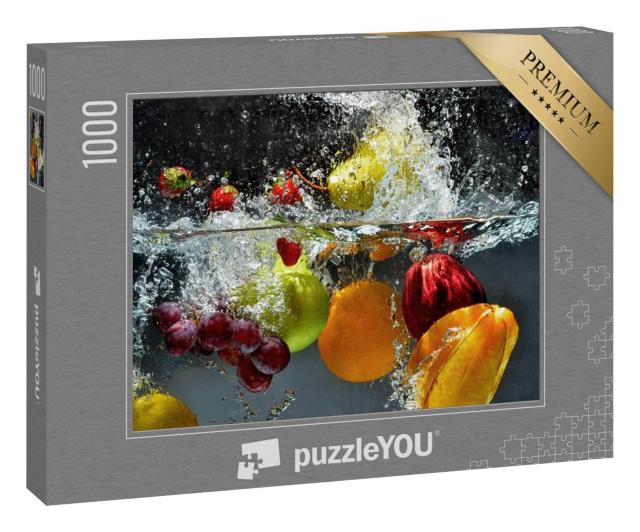 Puzzle 1000 Teile „Frisches Obst und Gemüse, das unter Wasser getaucht wird“
