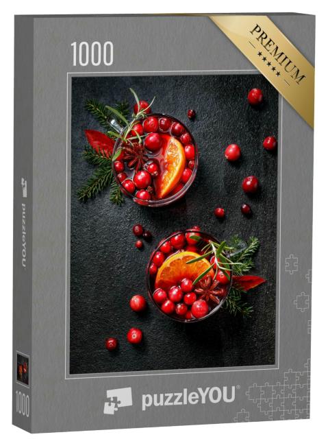 Puzzle 1000 Teile „Weihnachtsglühwein: Preiselbeeren, Zitrusfrüchte, aromatische Gewürze“