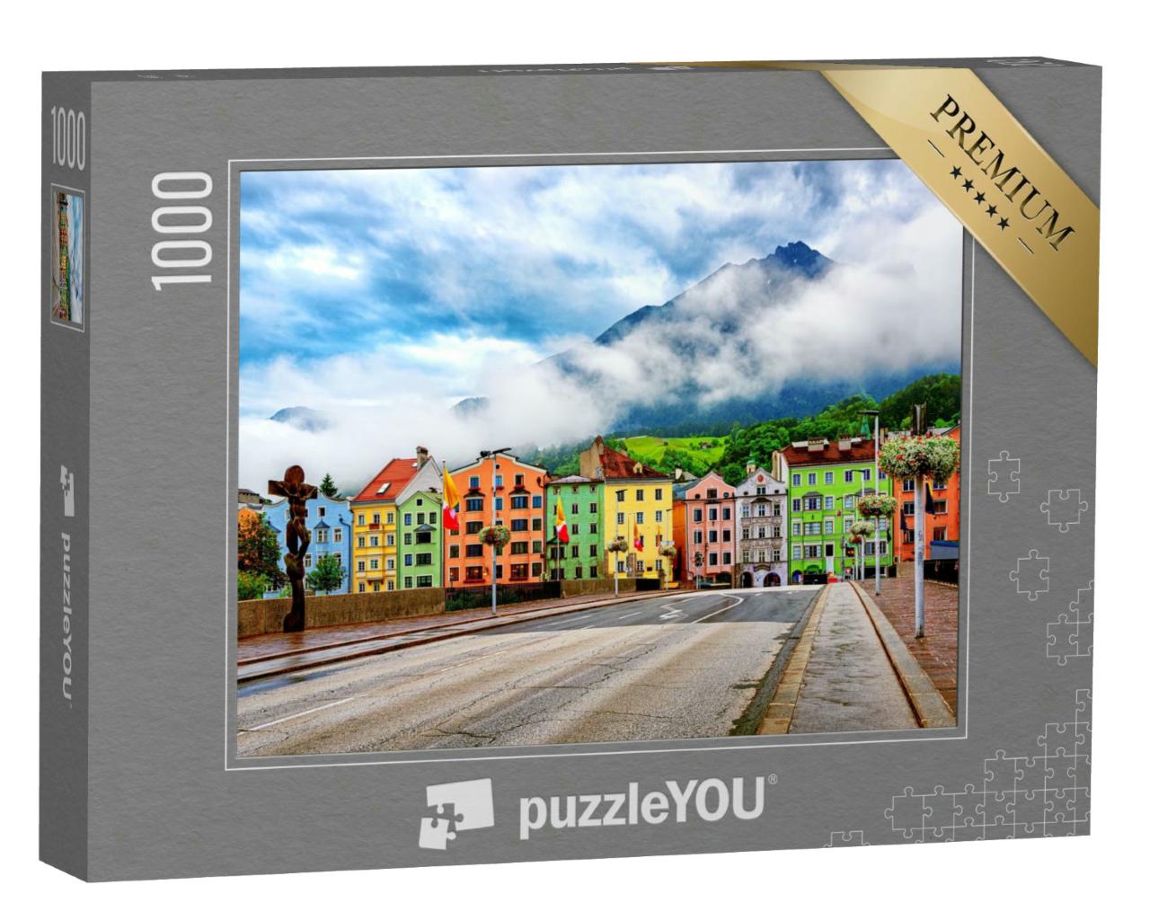 Puzzle 1000 Teile „Traditionelle bunte Häuser in Innsbruck, Österreich“