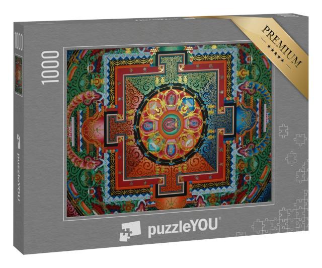 Puzzle 1000 Teile „Quadratisches Mandala an der Decke eines tibetischen Klosters“