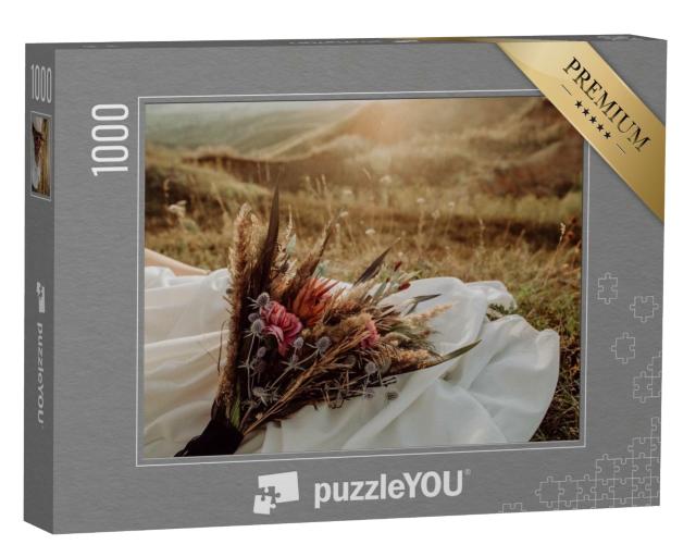 Puzzle 1000 Teile „Hochzeitsstrauß im Boho-Stil aus Wildblumen“
