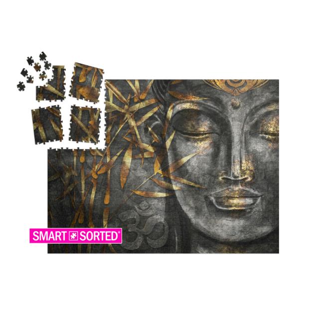 SMART SORTED® | Puzzle 1000 Teile „Digitale Kunst Collage kombiniert mit Aquarell: Bodhisattva Buddha“