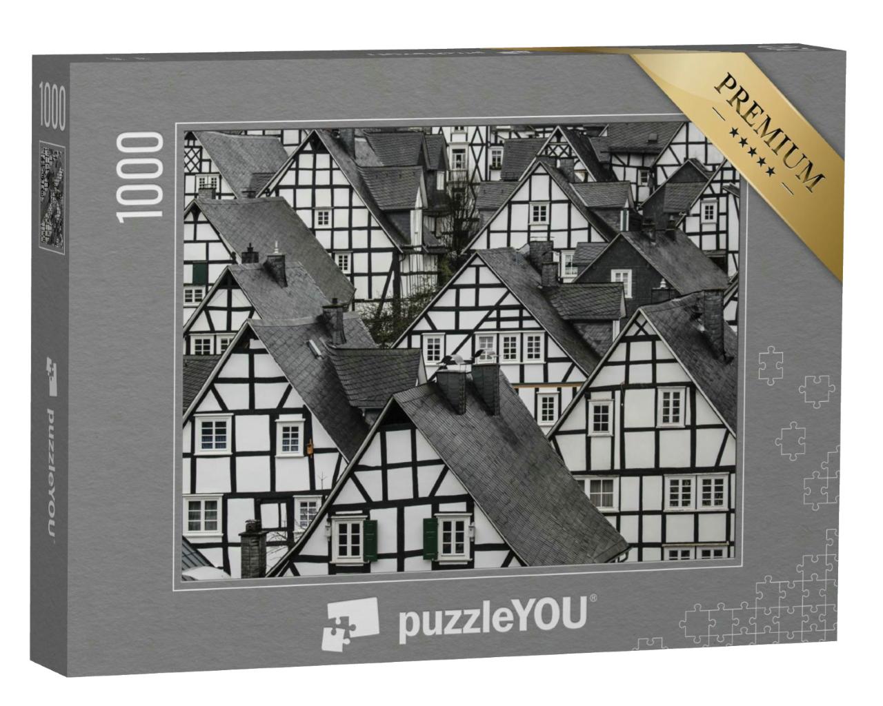 Puzzle 1000 Teile „Traditionelle Fachwerkhäuser“