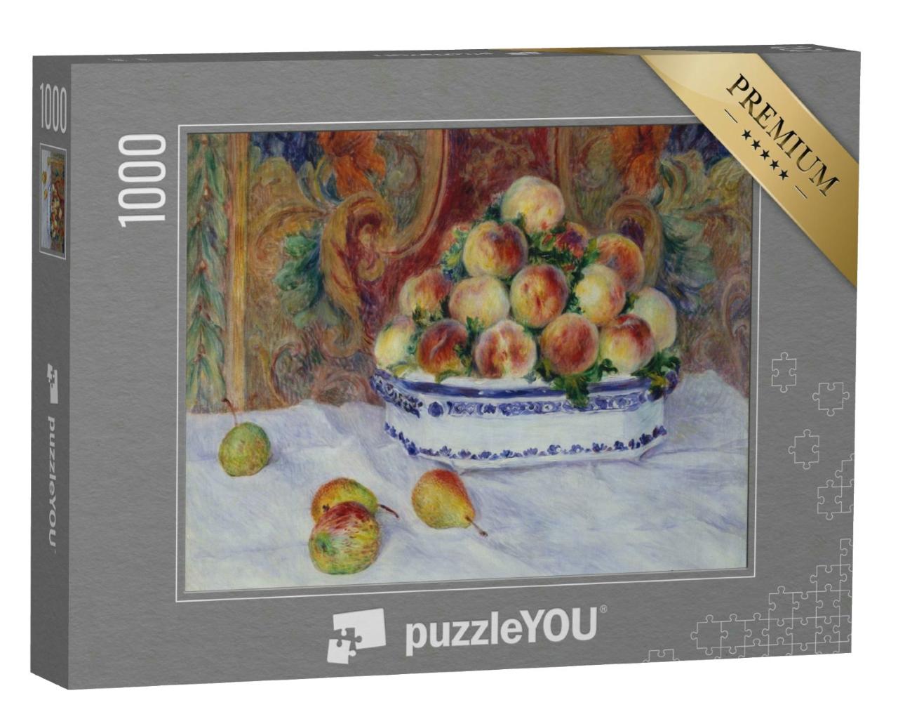 Puzzle 1000 Teile „Stillleben mit Pfirsichen, Auguste Renoir 1881“
