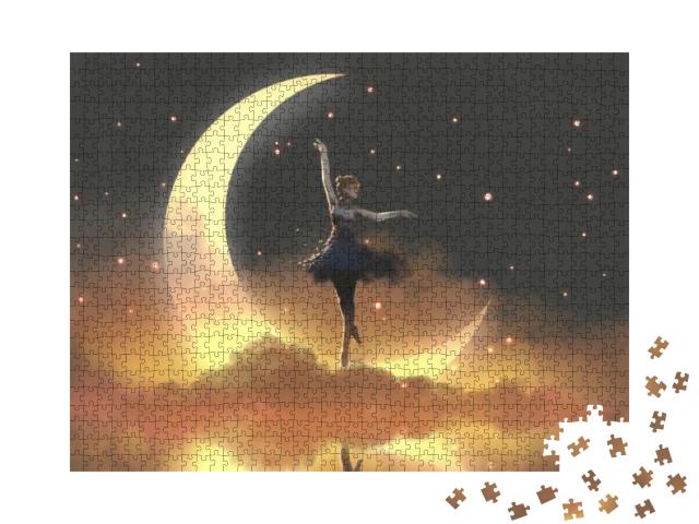 Puzzle 1000 Teile „Glühwürmchen und Ballerina tanzen im Mondschein“