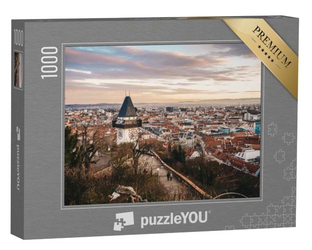 Puzzle 1000 Teile „Österreich von oben: Sonnenuntergang in Graz“