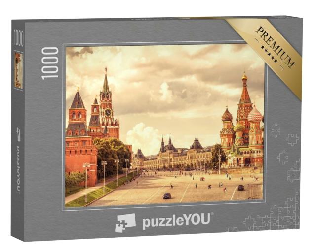 Puzzle 1000 Teile „Basilius-Kathedrale und Kreml, Roter Platz, Moskau“